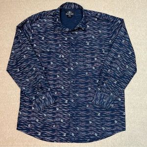 Brooklyn State Long Sleeve Button Up shirt blue red & white anchors mens Sz.4X